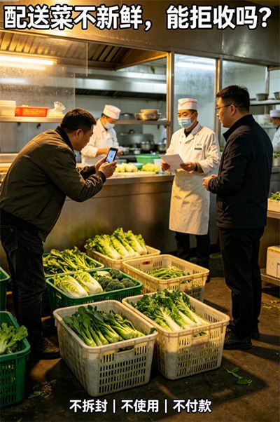 食堂统一送的菜不新鲜，我们档口能不能直接拒收？