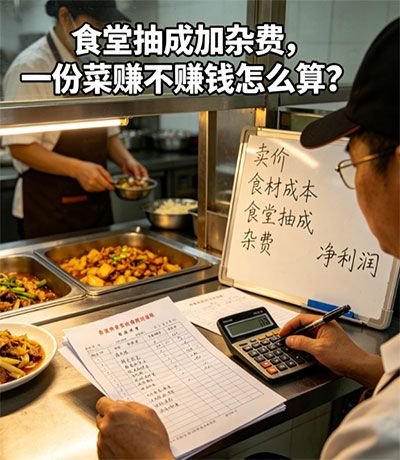 食堂抽成加一堆杂费，一份菜到底赚不赚钱怎么算啊？