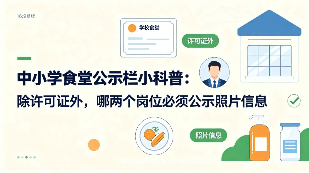 中小学食堂公示栏小科普：除许可证外，哪两个岗位必须公示照片信息？