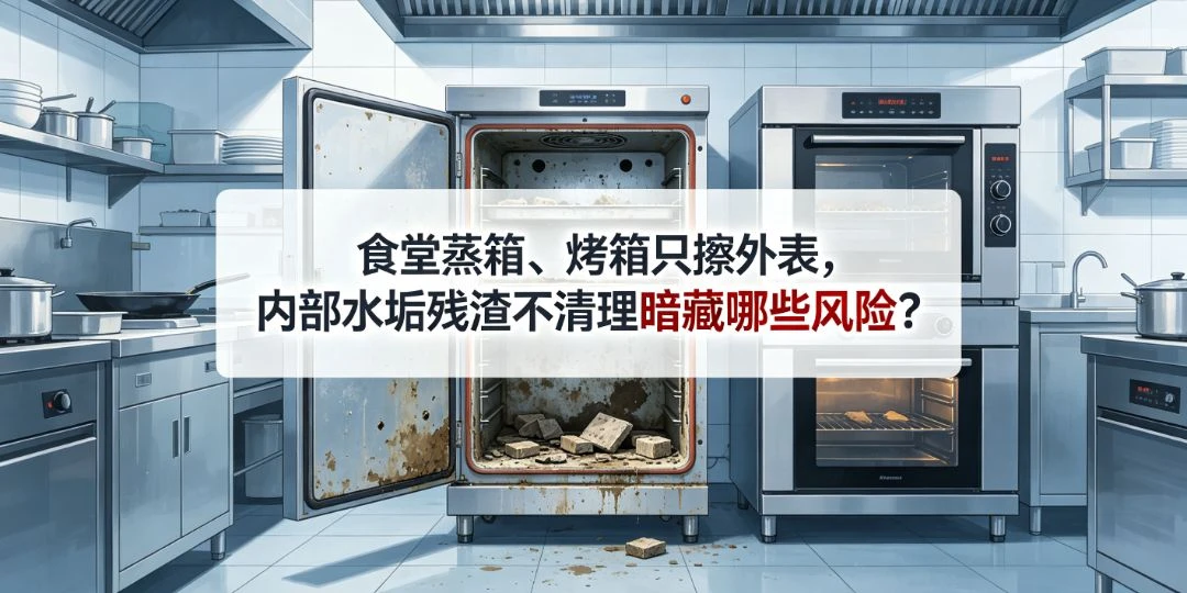 食堂蒸箱、烤箱只擦外表，内部水垢残渣不清理暗藏哪些风险？ 团餐实拍图1