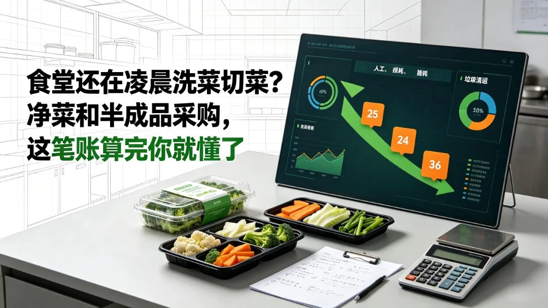 食堂还在凌晨洗菜切菜？净菜和半成品采购，这笔账算完你就懂了 团餐实拍图1