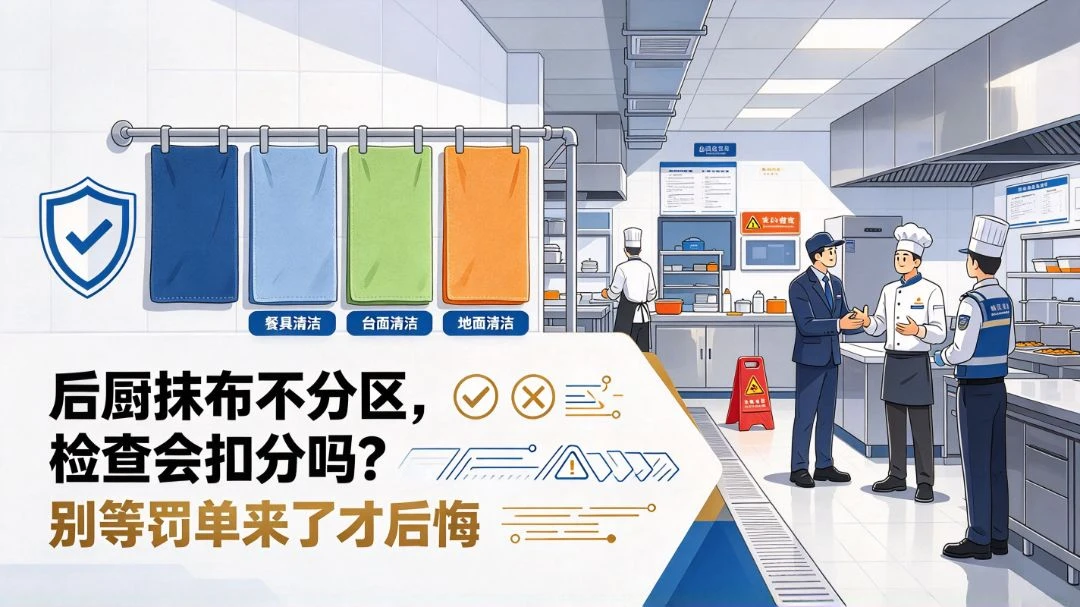 后厨抹布不分区，检查会扣分吗？别等罚单来了才后悔 团餐实拍图1