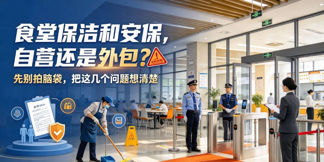食堂保洁和安保，自营还是外包？先别拍脑袋，把这几个问题想清楚 团餐实拍图1