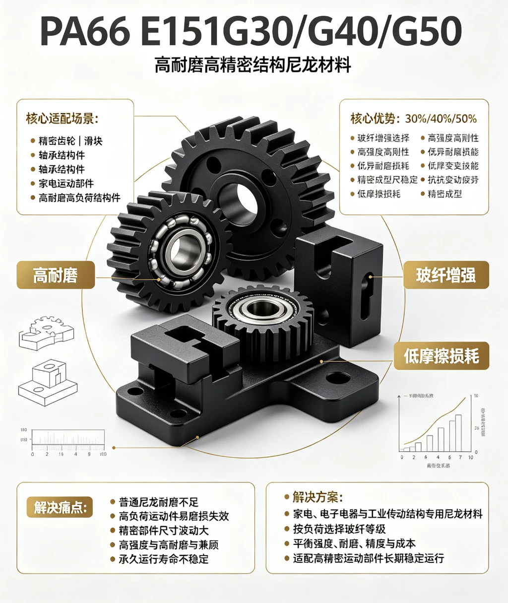 PA66 E151G30/G40/G50（高耐磨高精密结构尼龙材料）