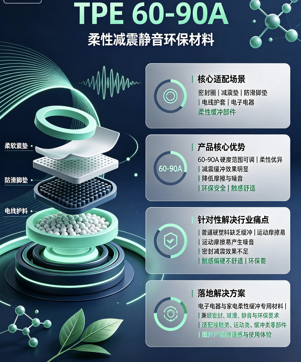 TPE 60-90A（柔性减震静音环保材料）